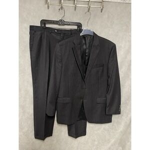 Ralph Lauren Suit Men 44L Gray Striped 2B Wool‎ Career Academia 40X31 Pants Luxe